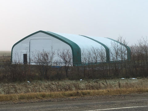 50′ WIDE DOUBLE TRUSS STORAGE BUILDINGS - with Standard 50X80X23 26.5 Oz PVC Cover | Sold by Uncle Wiener's Wholesale