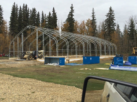 50′ WIDE DOUBLE TRUSS STORAGE BUILDINGS - with Standard 50X80X23 26.5 Oz PVC Cover | Sold by Uncle Wiener's Wholesale