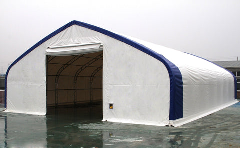 50′ WIDE DOUBLE TRUSS STORAGE BUILDINGS - with Standard 50X80X23 26.5 Oz PVC Cover | Sold by Uncle Wiener's Wholesale