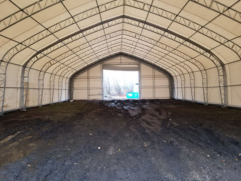 50′ WIDE DOUBLE TRUSS STORAGE BUILDINGS - with Standard 50X80X23 26.5 Oz PVC Cover | Sold by Uncle Wiener's Wholesale
