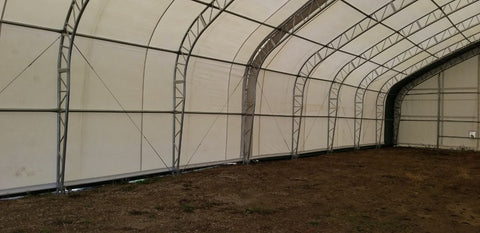 50′ WIDE DOUBLE TRUSS STORAGE BUILDINGS - with Standard 50X80X23 26.5 Oz PVC Cover | Sold by Uncle Wiener's Wholesale