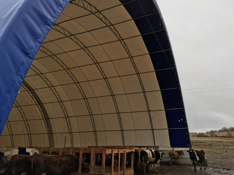 50′ WIDE DOUBLE TRUSS STORAGE BUILDINGS - with Standard 50X80X23 26.5 Oz PVC Cover | Sold by Uncle Wiener's Wholesale