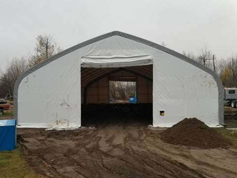 50′ WIDE DOUBLE TRUSS STORAGE BUILDINGS - with Standard 50X80X23 26.5 Oz PVC Cover | Sold by Uncle Wiener's Wholesale