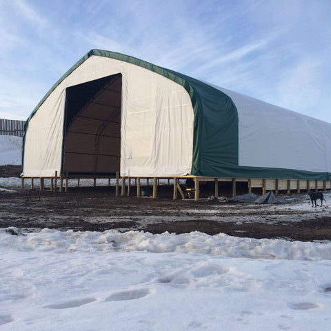 50′ WIDE DOUBLE TRUSS STORAGE BUILDINGS - with Standard 50X80X23 26.5 Oz PVC Cover | Sold by Uncle Wiener's Wholesale