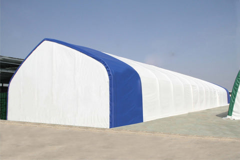 50′ WIDE DOUBLE TRUSS STORAGE BUILDINGS - with Standard 50X80X23 26.5 Oz PVC Cover | Sold by Uncle Wiener's Wholesale