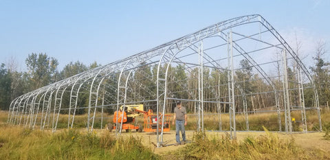 50′ WIDE DOUBLE TRUSS STORAGE BUILDINGS - with Standard 50X80X23 26.5 Oz PVC Cover | Sold by Uncle Wiener's Wholesale