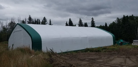 50′ WIDE DOUBLE TRUSS STORAGE BUILDINGS - with Standard 50X80X23 26.5 Oz PVC Cover | Sold by Uncle Wiener's Wholesale
