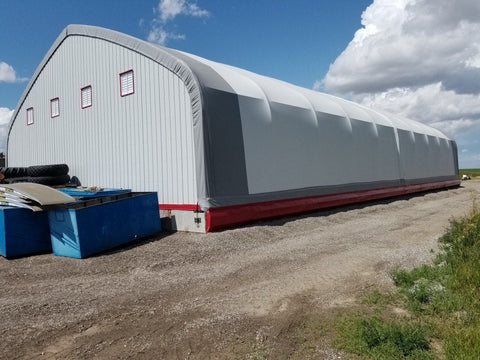 50′ WIDE DOUBLE TRUSS STORAGE BUILDINGS - with Standard 50X80X23 26.5 Oz PVC Cover | Sold by Uncle Wiener's Wholesale