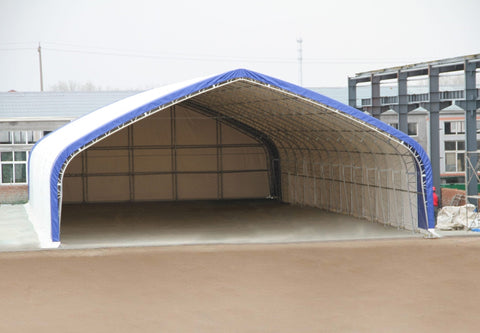 50′ WIDE DOUBLE TRUSS STORAGE BUILDINGS - with Standard 50X80X23 26.5 Oz PVC Cover | Sold by Uncle Wiener's Wholesale