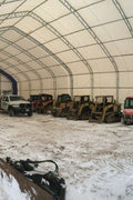 50′ WIDE DOUBLE TRUSS STORAGE BUILDINGS - with Standard 50X80X23 26.5 Oz PVC Cover | Sold by Uncle Wiener's Wholesale