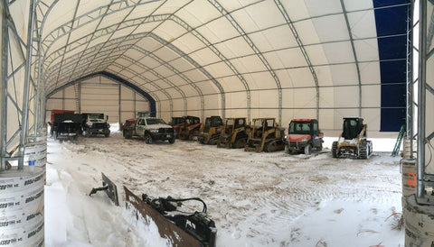 50′ WIDE DOUBLE TRUSS STORAGE BUILDINGS - with Standard 50X80X23 26.5 Oz PVC Cover | Sold by Uncle Wiener's Wholesale