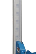 Blue portable 4-post car hoist in garage

Drive-on ramp and runway surface

Close-up of power unit and lift columns

Vehicle elevated on blue car lift

Heavy-duty safety locks and cable system