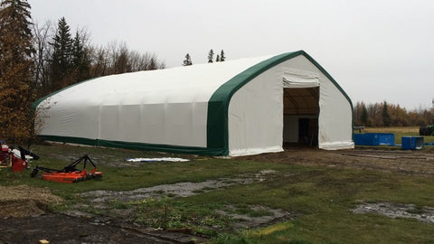 60′ WIDE DOUBLE TRUSS STORAGE BUILDINGS - with Standard 60X100X25 26.5 OZ PVC Cover | Sold by Uncle Wiener's Wholesale