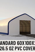 60′ Wide Double Truss Storage Buildings – Heavy - Duty PVC Shelter | Extra - Large Portable Warehouse - Extra - Large Industrial Storage Shelter with Standard 60X100X25 26.5 OZ PVC Cover | Sold by Uncle Wiener's Wholesale