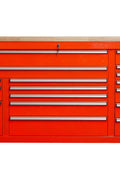 6FT 17 - Drawer Tool Bench Workstation & Tool Box – Heavy - Duty Rolling Workbench with Power Outlets & USB | Multi - Color Options - with Inferno Red | Sold by Uncle Wiener's Wholesale