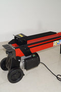 7-Ton electric hydraulic log splitter side view

Compact electric log splitter with wheels and handle

Heavy-duty red log splitter for firewood