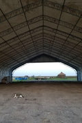 70′ WIDE DOUBLE TRUSS STORAGE BUILDINGS - with Standard 70X150X28 26.5 OZ PVC Cover | Sold by Uncle Wiener's Wholesale