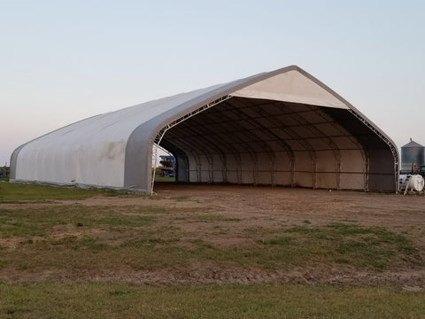 70′ WIDE DOUBLE TRUSS STORAGE BUILDINGS - with Standard 70X100X28 26.5 OZ PVC Cover | Sold by Uncle Wiener's Wholesale