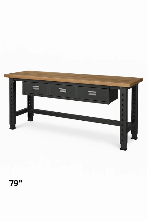 79" Steel Workbench with 3 Drawers – Heavy - Duty Garage Table | TSC79111 - with | Sold by Uncle Wiener's Wholesale