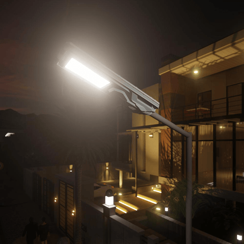800W All - in - One Solar LED Street Light with Arm & Bracket – Motion Sensor, Remote, 3000 Lumens, IP65 Outdoor Light QYJM03800 - with | Sold by Uncle Wiener's Wholesale