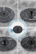 Antique copper polyresin bird bath with solar fountain

Top-down view of bird bath basin and solar pump

Decorative outdoor bird bath with stable pedestal base

Multiple fountain head options for water spray pattern

Garden setting with bird bath and solar-powered water feature