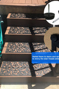 Black anti-slip rubber stair mats on outdoor steps
Close-up of grillwork pattern on rubber stair tread
Set of 4 durable black stair mats for front steps
Rubber stair mats for outdoor use in various settings
Easy-to-clean open design rubber stair treads