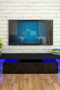 High Gloss White LED TV Stand with Remote Lighting and Storage Shelves for Modern Living Rooms