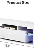 High Gloss White LED TV Stand with Remote Lighting and Storage Shelves for Modern Living Rooms