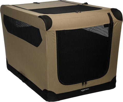 Amazon Basics Folding Soft Crate for Cat, Dog, Rabbit, Portable and Collapsible, 36 Inch, Tan, 35.8"L x 24.0"W x 24.0"H - with | Sold by Uncle Wiener's Wholesale