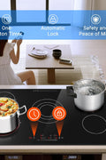 AMZCHEF 36 Inch Electric Cooktop 5 Burners, Upgraded 8900W Touch Control Built - in Ceramic Cooktop,9 Heating Level,Hot Surface Indicator,Chlid Lock,Timer, 220V~240V,Hard Wire(No Plug) - with Black | Sold by Uncle Wiener's Wholesale