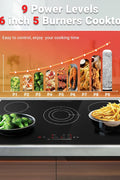 AMZCHEF 36 Inch Electric Cooktop 5 Burners, Upgraded 8900W Touch Control Built - in Ceramic Cooktop,9 Heating Level,Hot Surface Indicator,Chlid Lock,Timer, 220V~240V,Hard Wire(No Plug) - with Black | Sold by Uncle Wiener's Wholesale