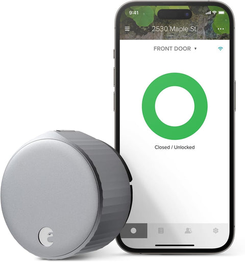August Home, Silver Wi - Fi Connected Smart Keyless Entry Door Lock, Electronic Door Lock Fits Your Existing Deadbolt in Minutes, AUG - SL05 - M01 - S01 - with Silver | Sold by Uncle Wiener's Wholesale