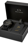 A|X Armani Exchange Men's Chronograph Black Silicone Strap Watch 45mm Gift Set - Black - with Black | Sold by Uncle Wiener's Wholesale