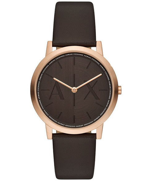 A|X Armani Exchange Men's Quartz Two Hand Brown Leather Watch 40mm - Brown - with Brown | Sold by Uncle Wiener's Wholesale
