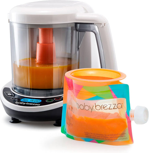 Baby Brezza One Step Baby Food Maker Deluxe - Cooker and Blender in One to Steam and Puree Baby Food for Pouches - Make Organic Food for Infants and Toddlers - Set Includes 3 Pouches and 3 Funnels - with | Sold by Uncle Wiener's Wholesale