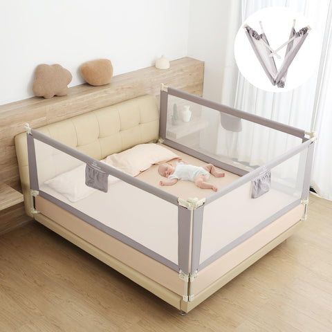 BabyAlly Bed Rail for Toddlers, Foldable Bed Rails Quick Assembly for King Size Bed, Height Adjustable Bed Rail Guard with Steady U - Shape Base for Toddlers, Baby, Kids (2 Sides 78.7"+1 Side 74.8'') - with | Sold by Uncle Wiener's Wholesale