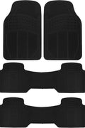 BDK 3 - Row ProLiner Original Heavy Duty 4pc Front & Rear Rubber Floor Mats for Car SUV Van (Fits 3rd Row Vehicles) - All Weather Protection Universal Fit (Black) - with | Sold by Uncle Wiener's Wholesale
