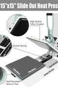 BetterSub Heat Press 15x15 inch Digital Heat Press Machine, Slide out Industrial Quality T-Shirt Heat Transfer Machine Teal - with | Sold by Uncle Wiener's Wholesale