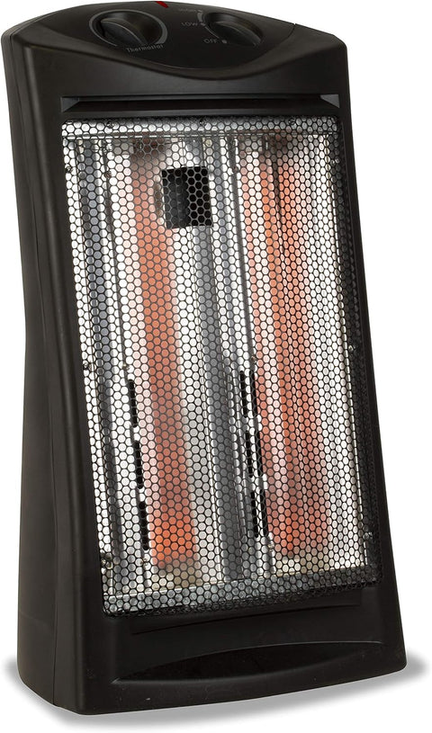 BLACK+DECKER Infrared Radiant Quartz Tower Heater, 1500W Space Heater with Adjustable Thermostat, Portable Heater with 2 Settings, Personal Heater for Home and Office, BHTI06, Black - with Black | Sold by Uncle Wiener's Wholesale