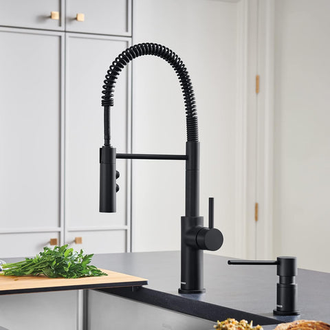 BLANCO 443032 CATRIS Semi - Pro Pull - Down High - Arc Kitchen Faucet 1.5 GPM - Matte Black - with Matte Black | Sold by Uncle Wiener's Wholesale