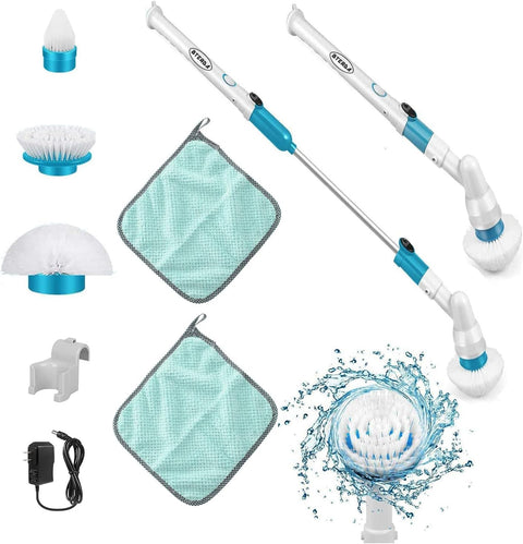BTERDA Electric Spin Scrubber, 360 Cordless Tub and Tile Scrubber, with 3 Replaceable Cleaning Scrubber Brush Heads, 1 Extension Arm and Adapter for Tub, Tile, Floor (White) - with | Sold by Uncle Wiener's Wholesale
