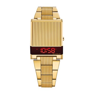 Bulova Computron Mens Digital Gold Tone Stainless Steel Bracelet Watch 97c110 - with 4.8 (inch) L, 4.1 (inch) W, 3.5 (inch) H | Sold by Uncle Wiener's Wholesale