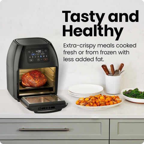 CHEFMAN Multifunctional Digital AirFryer+ Rotisserie,Dehydrator, Convection Oven17 Touch Screen Presets Fry,Roast,Dehydrate, Bake, XL 10L Family Size,Auto Shutoff,Large Easy - View Window Black,10 Quart - with | Sold by Uncle Wiener's Wholesale