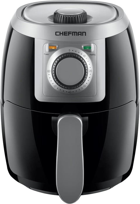 Chefman Small, Compact Air Fryer Healthy Cooking, 2 Qt, Nonstick, User Friendly and Adjustable Temperature Control w/ 60 Minute Timer & Auto Shutoff, Dishwasher Safe Basket, BPA - Free, Black - with | Sold by Uncle Wiener's Wholesale