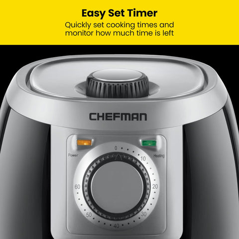 Chefman Small, Compact Air Fryer Healthy Cooking, 2 Qt, Nonstick, User Friendly and Adjustable Temperature Control w/ 60 Minute Timer & Auto Shutoff, Dishwasher Safe Basket, BPA - Free, Black - with | Sold by Uncle Wiener's Wholesale