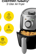 Chefman Small, Compact Air Fryer Healthy Cooking, 2 Qt, Nonstick, User Friendly and Adjustable Temperature Control w/ 60 Minute Timer & Auto Shutoff, Dishwasher Safe Basket, BPA - Free, Black - with | Sold by Uncle Wiener's Wholesale