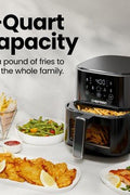 Chefman TurboFry Touch 4 - Qt Easy - View Air Fryer w/ 4 Cooking Presets and 450F Hi - Fry Button - Black - with <B>Dimensions (Overall):</B> 10.24 inches (H) x 14.57 inches (W) x 10.04 inches (D) | Sold by Uncle Wiener's Wholesale