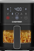 Chefman TurboFry Touch 4 - Qt Easy - View Air Fryer w/ 4 Cooking Presets and 450F Hi - Fry Button - Black - with <B>Dimensions (Overall):</B> 10.24 inches (H) x 14.57 inches (W) x 10.04 inches (D) | Sold by Uncle Wiener's Wholesale