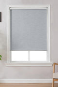 ChrisDowa 100% Blackout Roller Shade, Striped Jacquard Thermal Insulated, UV Protection Fabric. Total Blackout Window Shade for Office and Home. Easy to Install.Lightgrey,28" W x 72" H - with Grey | Sold by Uncle Wiener's Wholesale