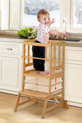 COSYLAND Toddler Tower, Bamboo, Natural, Large - with | Sold by Uncle Wiener's Wholesale